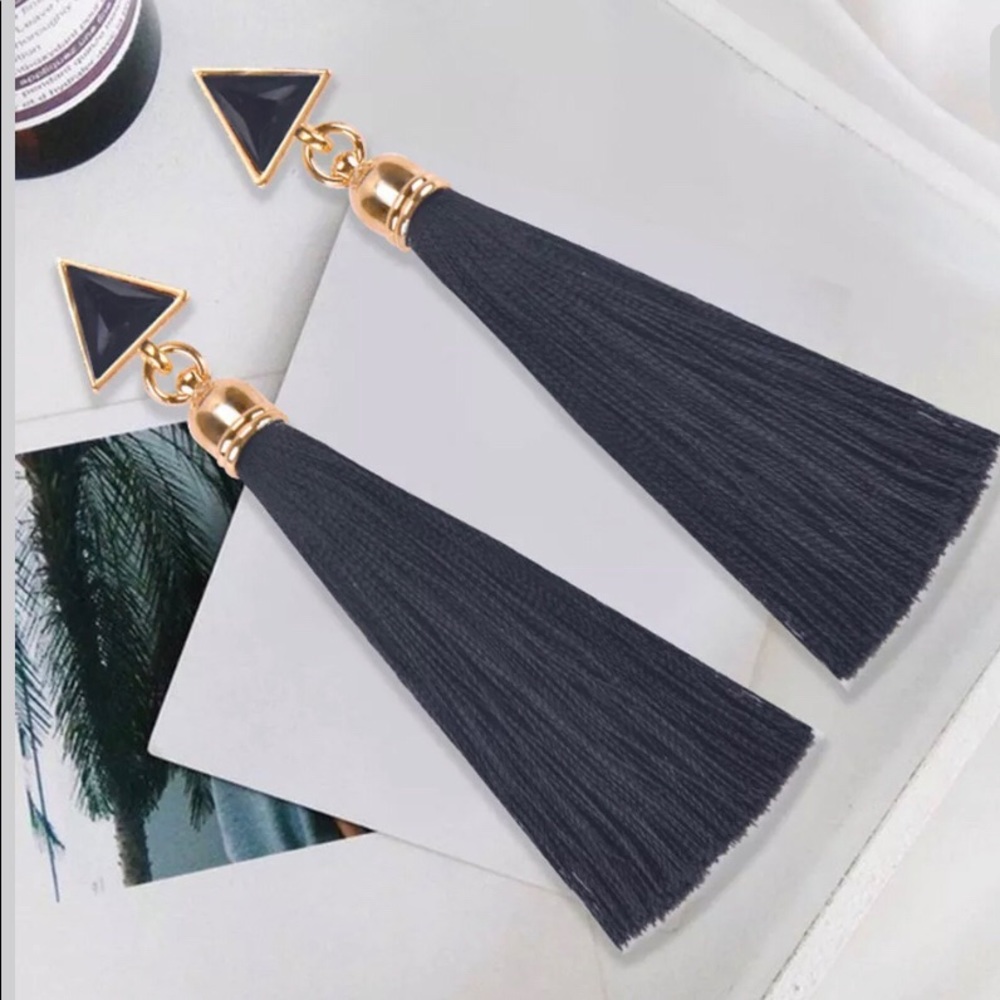 BE MINE ❤️ Black or Red Tassel Post Earrings NWT